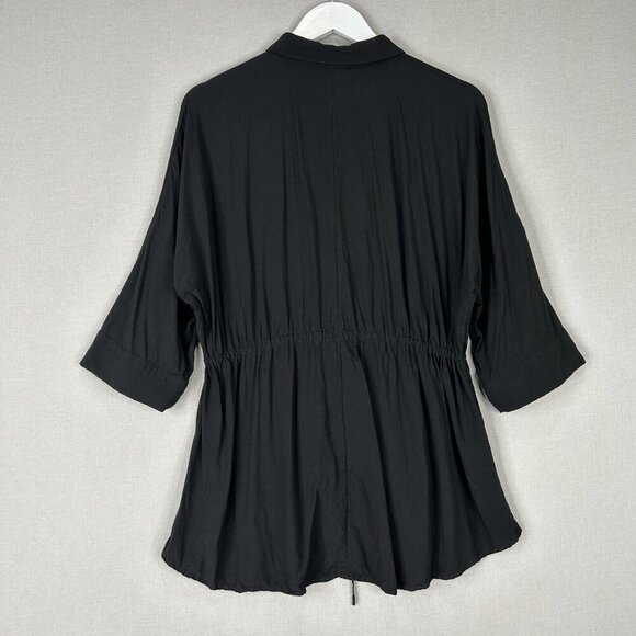 L Space Womens Top Extra Small Black Pacifica Tunic Button Front Shirt Cover-Up - Picture 6 of 10